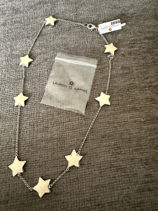 Lauren G Adams Jewelry - NWT Lauren G Adams Silver Star Link Necklace - White Enamel Stars